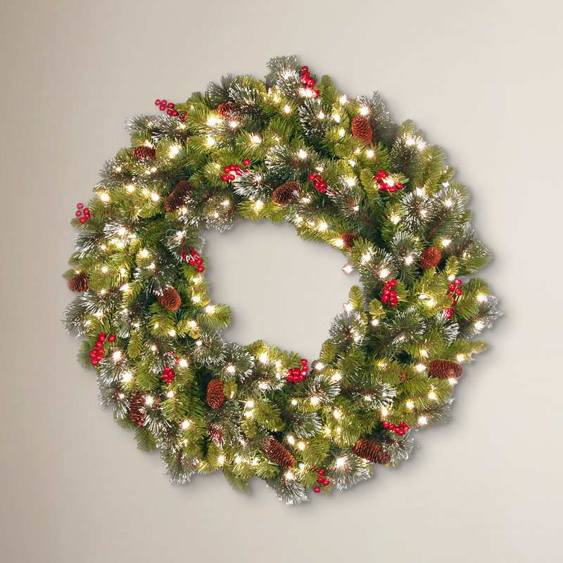 crestwood spruce lighted plastic wreath amp reviews birch lane lighted outdoor wreath sale